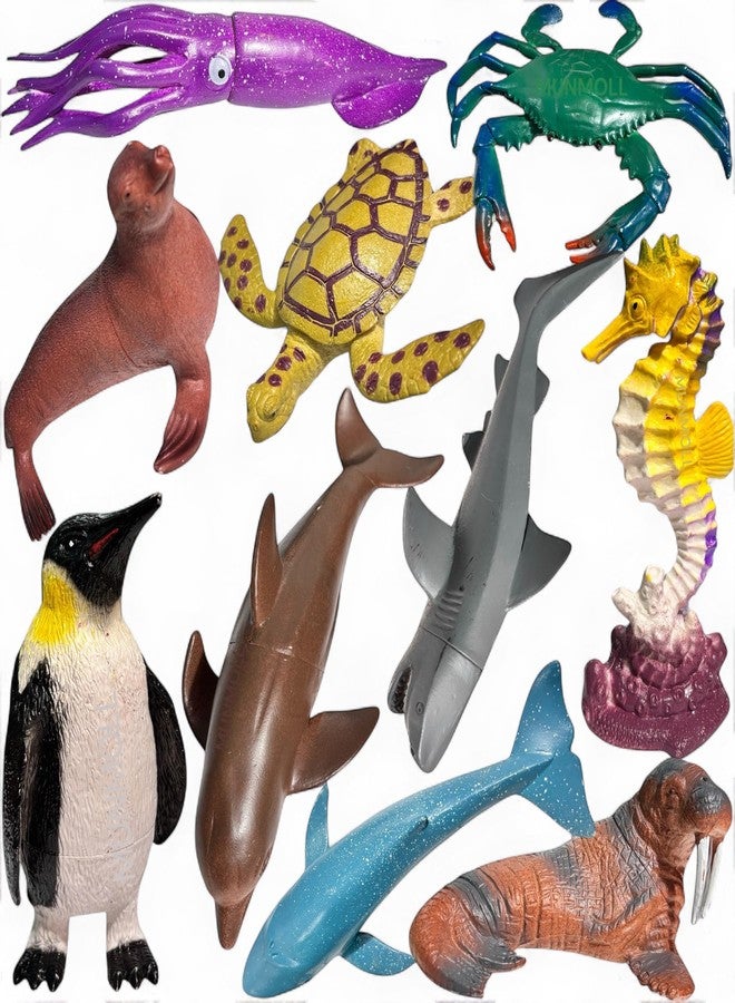 Munmoll Big Animal Toy Set for Kids Boys and Girls Sea10 Pcs Realistic Animals Action Figure Playroom Educational and Learning Toys Birthday Christmas Gifts Animal Toy Fish for Kids - Image 1